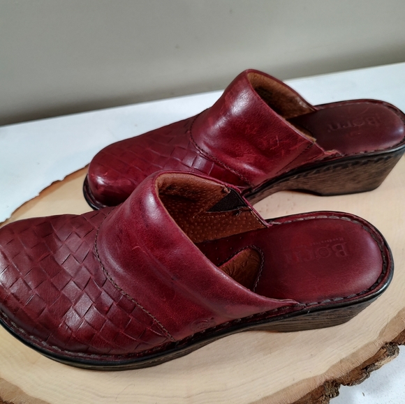Born Leather slides mules clogs wine made in Mexico women's Size 6.5 - Picture 8 of 14